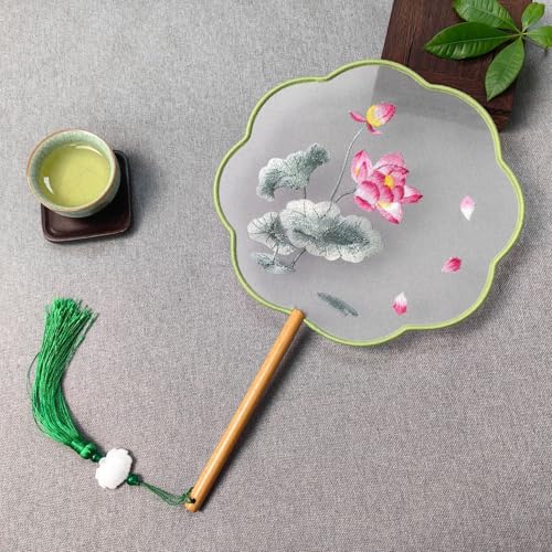 CRRHSADEP Alter Stil Fan Suzhou doppelseitige Stickerei Gruppe Fan Tanz spezielle chinesische Stil Hanfu qipao klassische runde Fan Sommer Fan von CRRHSADEP