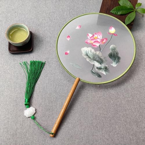 CRRHSADEP Alter Stil Fan Suzhou doppelseitige Stickerei Gruppe Fan Tanz spezielle chinesische Stil Hanfu qipao klassische runde Fan Sommer Fan von CRRHSADEP