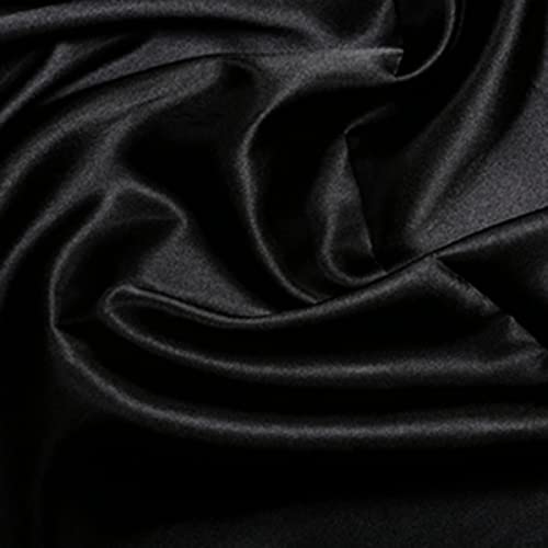 CRS Fur Fabrics 5056653803869 Seidiger Braut-Satin-Stoff, Schwarz, 1 m, 100 cm x 150 cm, Polyester, 1Mtr 100cm x 150cm von CRS Fur Fabrics