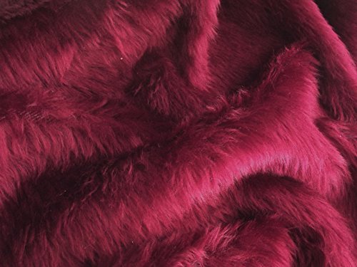 CRS Fur Fabrics 8800201539307 Kunstfell-Stoff, einfarbig, Burgunderrot, Acryl, 1Mtr-150cm x 100cm von CRS Fur Fabrics