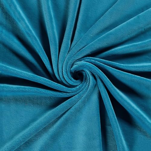 CRS Fur Fabrics N5358-004-1MTR Doppelseitiger Fleece-Stoff, Korallenmuster, Aquablau, 1 m, Polyester, türkis, 1Mtr 150cm x 100cm von CRS Fur Fabrics