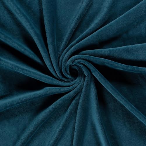 CRS Fur Fabrics N5358-024-1MTR Doppelseitiger Fleece-Stoff, Koralle, Petrol, 1 m, Polyester, blau, 1Mtr 150cm x 100cm von CRS Fur Fabrics
