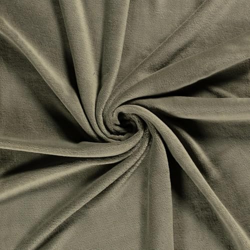 CRS Fur Fabrics N5358-027-1MTR Doppelseitiger Fleece-Stoff, Koralle, Olivgrün, 1 m, Polyester, grün, 1Mtr 150cm x 100cm von CRS Fur Fabrics