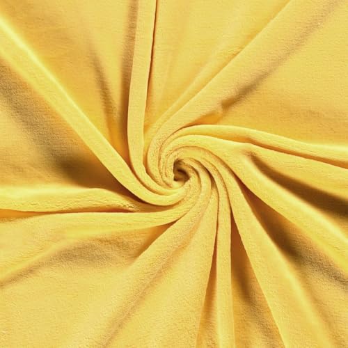CRS Fur Fabrics N5358-035-1MTR Doppelseitiger Fleece-Stoff, Korallenmuster, Gelb, 1 m, Polyester, 1Mtr 150cm x 100cm von CRS Fur Fabrics