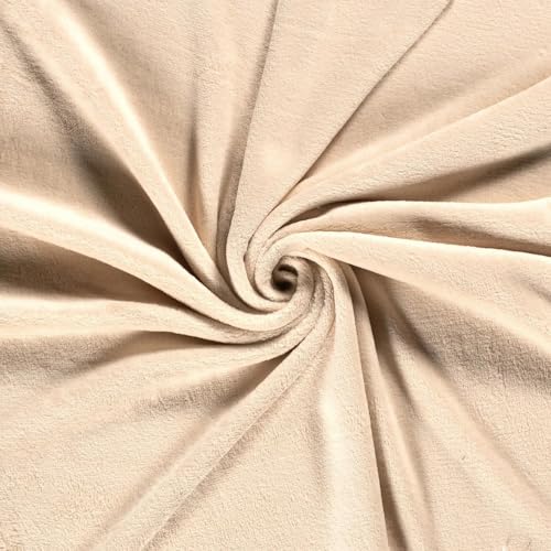 CRS Fur Fabrics N5358-053-1MTR Doppelseitiger Fleece-Stoff, Korallenmuster, Beige, 1 m, Polyester, 1Mtr 150cm x 100cm von CRS Fur Fabrics