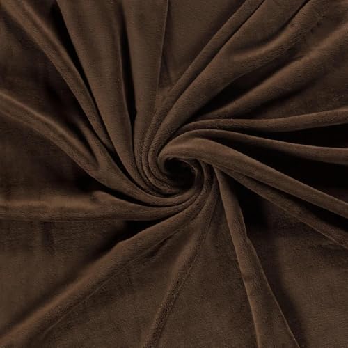 CRS Fur Fabrics N5358-058-1MTR Doppelseitiger Fleece-Stoff, Korallenmuster, Dunkelbraun, 1 m, Polyester, braun, 1Mtr 150cm x 100cm von CRS Fur Fabrics