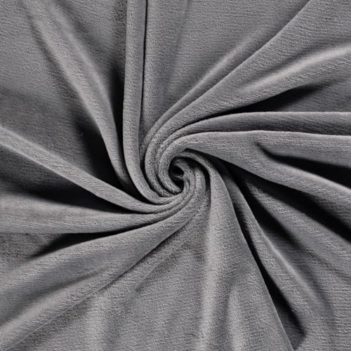 CRS Fur Fabrics N5358-061-1MTR Doppelseitiger Fleece-Stoff, Korallenmuster, Hellgrau, 1 m, Polyester, grau, 1Mtr 150cm x 100cm von CRS Fur Fabrics