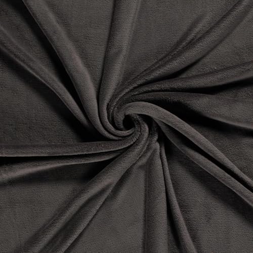 CRS Fur Fabrics N5358-068-1MTR Doppelseitiger Fleece-Stoff, Korallenmuster, Dunkelgrau, 1 m, Polyester, grau, 1Mtr 150cm x 100cm von CRS Fur Fabrics