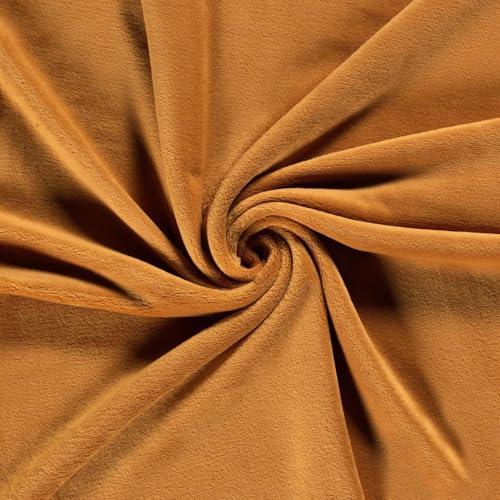 CRS Fur Fabrics N5358-137-1MTR Doppelseitiger Fleece-Stoff, Korallenmuster, Senf, 1 m, Polyester, gold, 1Mtr 150cm x 100cm von CRS Fur Fabrics
