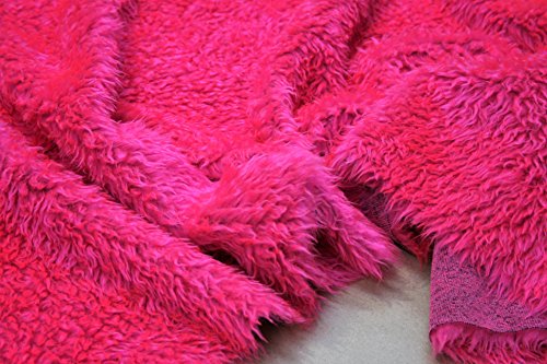 Lockig Teddy Kunstfell Stoff Kirschrot - Rosa, 1Mtr - 150cm x 100cm von CRS Fur Fabrics