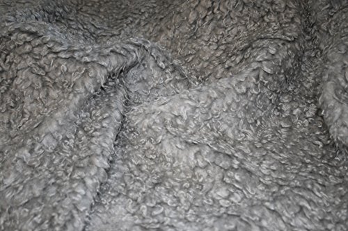 Lockig Teddy Kunstfell Stoff Silber Grau - Silber Grau, 1Mtr - 150cm x 100cm von CRS Fur Fabrics