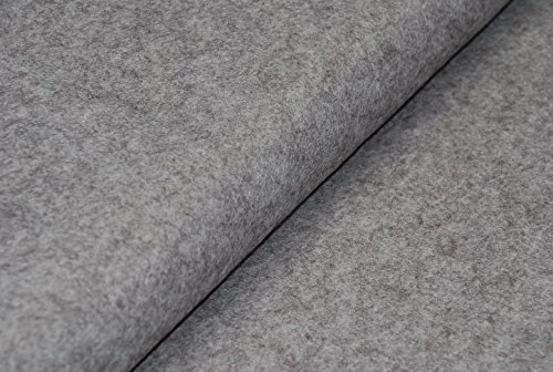Handwerk Wolle/Viskose Filz Stoff Meliert Grau V1 - grau, 1Mtr - 100cm x 90cm von CRS Fur Fabrics