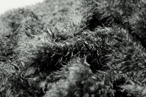 Lockig Teddy Kunstfell Stoff Dunkelgrau - grau, 1Mtr - 150cm x 100cm von CRS Fur Fabrics