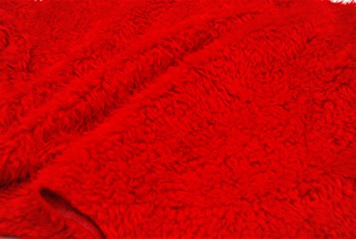 Lockig Teddy Kunstfell Stoff Hellrot - Rot, 1Mtr - 150cm x 100cm von CRS Fur Fabrics