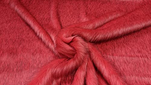 Super Luxus Kunstfell Stoff Material Lang Kirschrot - Rosa, 1Mtr - 150cm x 100cm von CRS Fur Fabrics