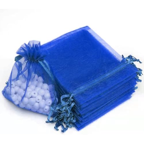 CRSUSUKJ 100 Stück Organzasäckchen, Organzabeutel, 9 x 12 cm, Geschenkbeutel Organza, Schmuckbeutel, Hochzeit-Säckchen, Lavendelsäckchen-Säckchen, Hochzeitsbevorzugung, Festivalparty (Königsblau) von CRSUSUKJ