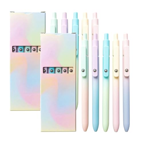 Joxop Pens Gel, Fine Point Gel Ink Pen, 0.5mm Medium Tip Black Ink Roller Ball Pen, Rainbow Minimalist Press Type Quick Drying Carbon GelPens for Smooth Writing (10PCS) von CRTZHA