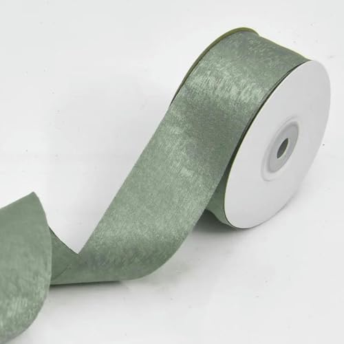 Dickes Satinband, Doppelseitiges Samtband, handgefertigt, for Hochzeitsdekoration, DIY-Blumenstrauß, Haarschmuck, Geschenkband, 4 cm, 9,1 m(Green) von CRYSEU
