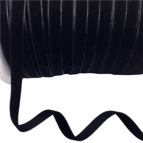 Dickes Satinband, Samtband for Heimdekoration, 4,5 m, luxuriöses Vintage-Samtband, 10 mm, blau-grün-braunes Geschenkband mit Schleife, 1 Rolle(Black) von CRYSEU