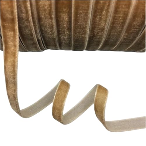 Dickes Satinband, Samtband for Heimdekoration, 4,5 m, luxuriöses Vintage-Samtband, 10 mm, blau-grün-braunes Geschenkband mit Schleife, 1 Rolle(Coffee) von CRYSEU