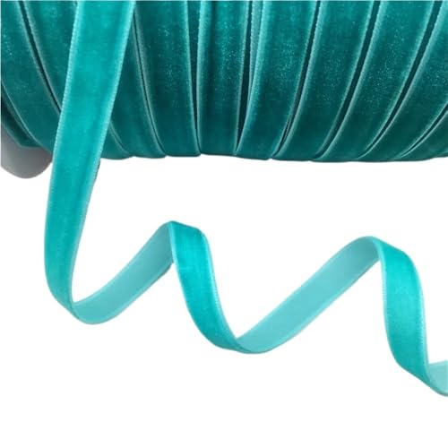 Dickes Satinband, Samtband for Heimdekoration, 4,5 m, luxuriöses Vintage-Samtband, 10 mm, blau-grün-braunes Geschenkband mit Schleife, 1 Rolle(Cyan) von CRYSEU