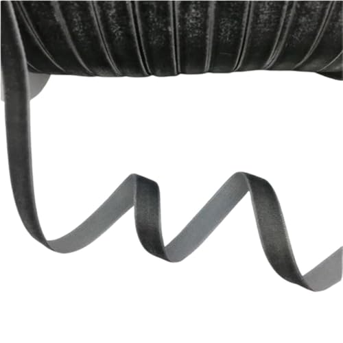 Dickes Satinband, Samtband for Heimdekoration, 4,5 m, luxuriöses Vintage-Samtband, 10 mm, blau-grün-braunes Geschenkband mit Schleife, 1 Rolle(Dark Grey) von CRYSEU