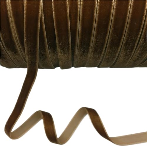 Dickes Satinband, Samtband for Heimdekoration, 4,5 m, luxuriöses Vintage-Samtband, 10 mm, blau-grün-braunes Geschenkband mit Schleife, 1 Rolle(Deep Coffee) von CRYSEU