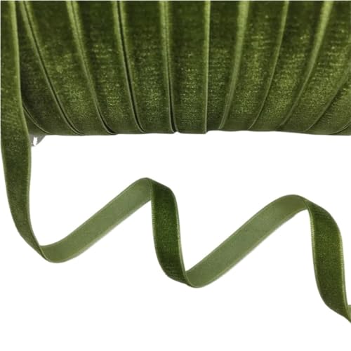 Dickes Satinband, Samtband for Heimdekoration, 4,5 m, luxuriöses Vintage-Samtband, 10 mm, blau-grün-braunes Geschenkband mit Schleife, 1 Rolle(Deep Green) von CRYSEU