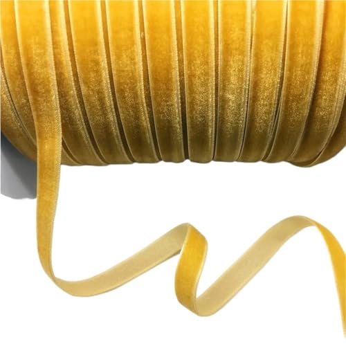 Dickes Satinband, Samtband for Heimdekoration, 4,5 m, luxuriöses Vintage-Samtband, 10 mm, blau-grün-braunes Geschenkband mit Schleife, 1 Rolle(Ginger Yellow) von CRYSEU
