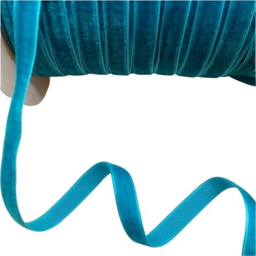 Dickes Satinband, Samtband for Heimdekoration, 4,5 m, luxuriöses Vintage-Samtband, 10 mm, blau-grün-braunes Geschenkband mit Schleife, 1 Rolle(Lake Blue) von CRYSEU