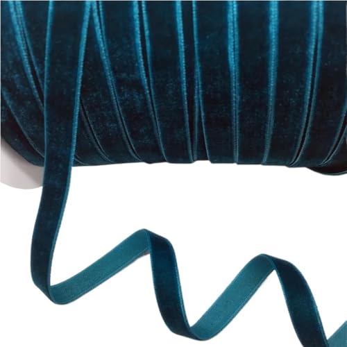 Dickes Satinband, Samtband for Heimdekoration, 4,5 m, luxuriöses Vintage-Samtband, 10 mm, blau-grün-braunes Geschenkband mit Schleife, 1 Rolle(Peacock Blue) von CRYSEU