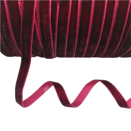 Dickes Satinband, Samtband for Heimdekoration, 4,5 m, luxuriöses Vintage-Samtband, 10 mm, blau-grün-braunes Geschenkband mit Schleife, 1 Rolle(Wine Red) von CRYSEU