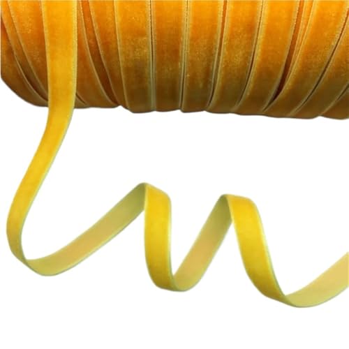 Dickes Satinband, Samtband for Heimdekoration, 4,5 m, luxuriöses Vintage-Samtband, 10 mm, blau-grün-braunes Geschenkband mit Schleife, 1 Rolle(Yellow) von CRYSEU