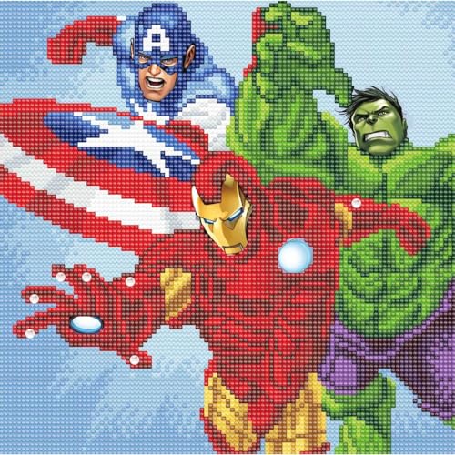 Craft Buddy CAK-MCU940M - Crystal Art Canvas Kit, Marvel Superheros, 30x30 cm, Diamond Painting, Keilrahmen-Set von CRYSTAL ART