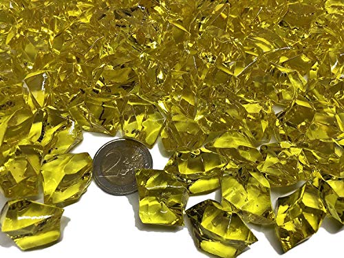 CRYSTAL KING 140 Stück 500g große gelb Gold Deko EIS Diamanten 32mm Brillianten Strasssteine Acrylsteine basteln Dekosteine Gltzersteine Strass Steine zum Verzieren Dekorieren von CRYSTAL KING