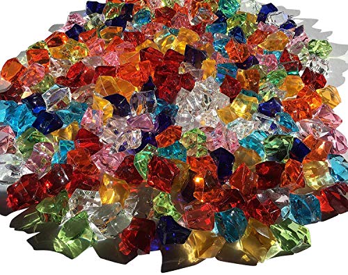 CRYSTAL KING 200 Stück 15mm Glitzernde Bunte Deko EIS Diamanten Strasssteine Acrylsteine basteln Gltzersteine Strass Steine Dekosteine zum Verzieren Dekorieren von CRYSTAL KING