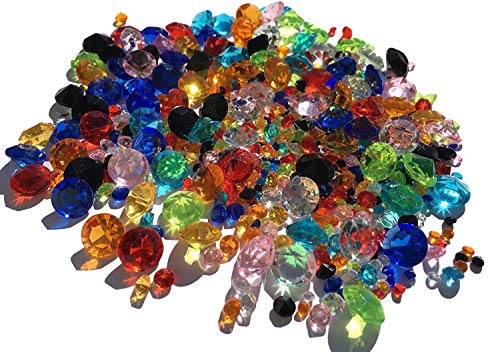 CRYSTAL KING 450 Stück Mischung Bunte Glitzernde Deko Diamanten Strasssteine Strass Steine Acrylsteine 11mm + 5mm + 3mm basteln Gltzersteine Strass Steine zum Dekorieren von CRYSTAL KING