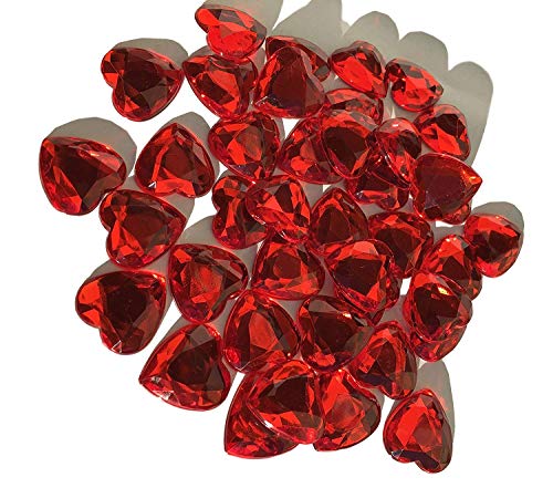 CRYSTAL KING 80 Stück glitzernde Strasssteine Deko Herzen 20mm rot basteln Gltzersteine Schmucksteine Strass Steine zum Verzieren Dekoration Liebe von CRYSTAL KING
