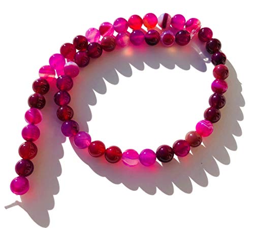 CRYSTAL KING Pinke Achat Perlen EIN Strang 8mm Schmucksteine Edelsteine Steinperlen Halbedelsteinperlen Bastelperlen Heilstein Schmuck von CRYSTAL KING