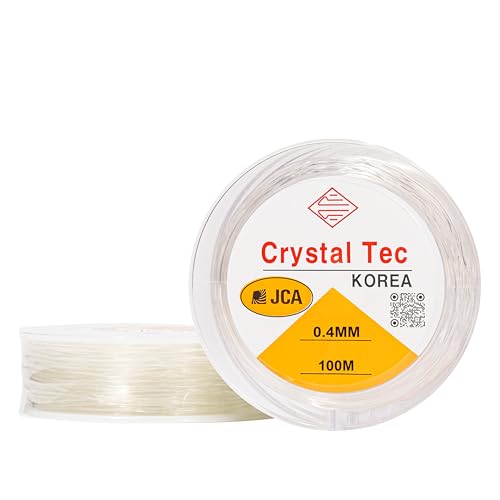 Crystal Tec Korea TPU-Schnur, transparent, elastisch, für Armbänder, Schmuckherstellung, Halskette, Schnur, dehnbar, 100 m (0,4 mm, kristallklar) von CRYSTAL TEC KOREA