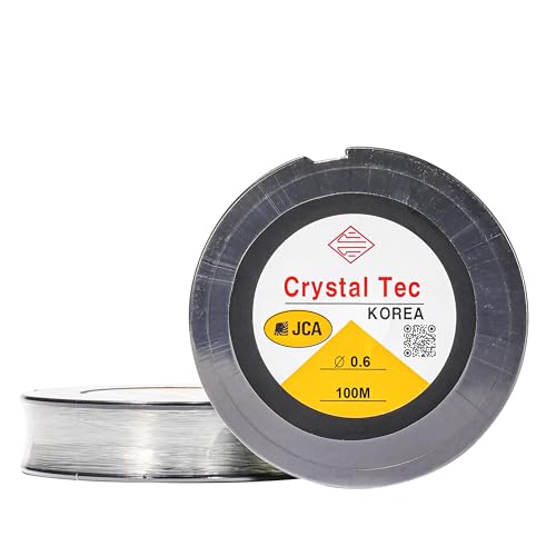 Crystal Tec Korea TPU-Schnur, transparent, elastisch, für Schmuck, Halskette, Schnur, dehnbare Perlen, starke (100 m) (0,6 mm, kristallklar) von CRYSTAL TEC KOREA