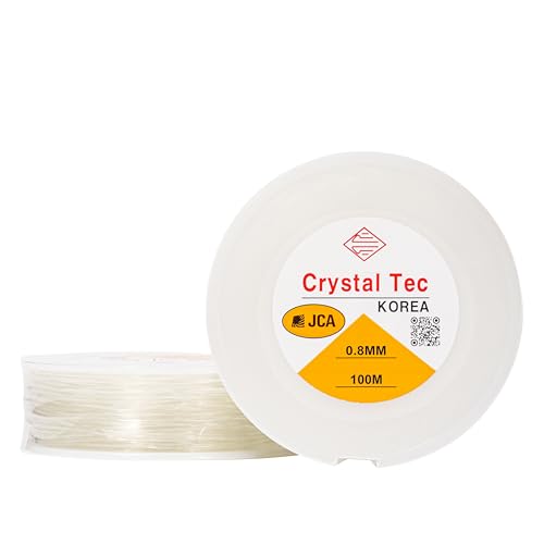 Crystal Tec Korea TPU-Schnur, transparent, elastisch, für Schmuck, Halskette, dehnbar, 100 m (0,8 mm, kristallklar) von CRYSTAL TEC KOREA