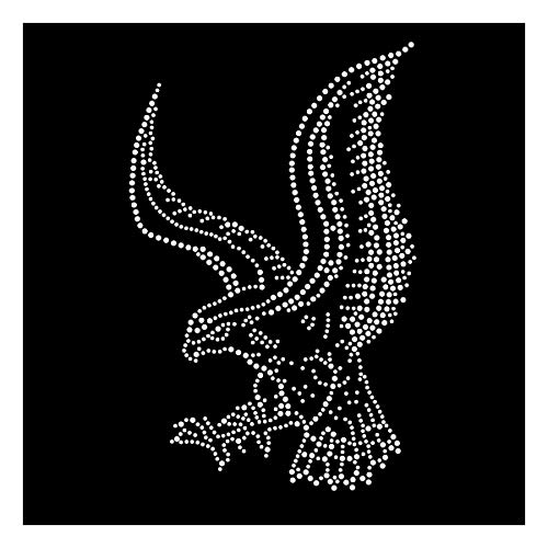 Strasselse Strassmotiv Adler - Bügelbild Applikation kristallklar - Glitzerbild für T-Shirt Pullover Tasche etc. - Strass-Applikation zum Aufbügeln - Größe 14 x 22,5 cm von CS-Town