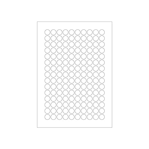 1.500 Etiketten selbstklebend rund 15 mm weiß permanent klebend auf Bogen A4 (10 Bögen x 150 Etik.) von CS Webkontor