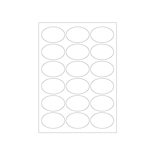 MADE IN GERMANY 1.800 ovale Etiketten selbstklebend 63,5 x 42,3 mm weiß permanent klebend auf Bogen A4 (100 Bögen x 18 Etik.) CS Label – Universaletiketten zum Beschriften und Bedrucken. von CS Webkontor