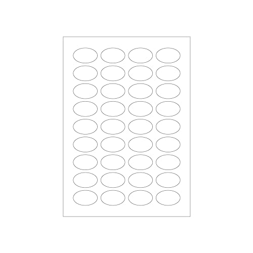MADE IN GERMANY 180 Etiketten selbstklebend oval 40,6 x 25,4 mm weiß permanent klebend auf Bogen A4 (5 Bögen x 36 Etik.) CS Label – Universaletiketten zum Beschriften und Bedrucken von CS Webkontor