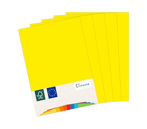 MADE IN EU 20 Blatt farbiges Papier GELB A4 80 g/m² CS Paper - Druckerpapier, Kopierpapier, Universalpapier zum Drucken, Basteln & Falten im Format DIN A4. Papier für den Heim- & Bürobedarf von CS Webkontor