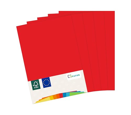 MADE IN EU 20 Blatt farbiges Papier ROT A4 80 g/m² CS Paper - Druckerpapier, Kopierpapier, Universalpapier zum Drucken, Basteln & Falten im Format DIN A4. Papier für den Heim- & Bürobedarf von CS Webkontor