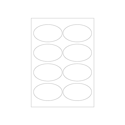 MADE IN GERMANY 200 ovale Etiketten selbstklebend 96 x 57,5 mm weiß permanent klebend auf Bogen A4 (25 Bögen x 8 Etik.) CS Label – Universaletiketten zum Beschriften und Bedrucken. von CS Webkontor