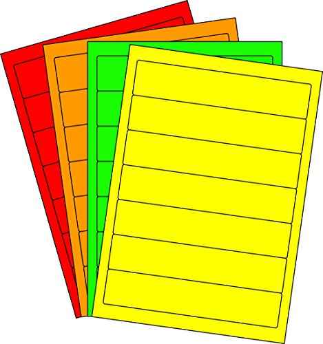 280 Etiketten selbstklebend farbig sortiert (NEON-/LEUCHTFARBEN) 38 x 190 mm Rückenetiketten für schmale Ordner auf Bogen A4 (40 Bögen x 7 Etik.) von CS Webkontor